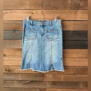 Vintage Denim Mini Skirt R Wear Rampage Y2K Frayed Hem